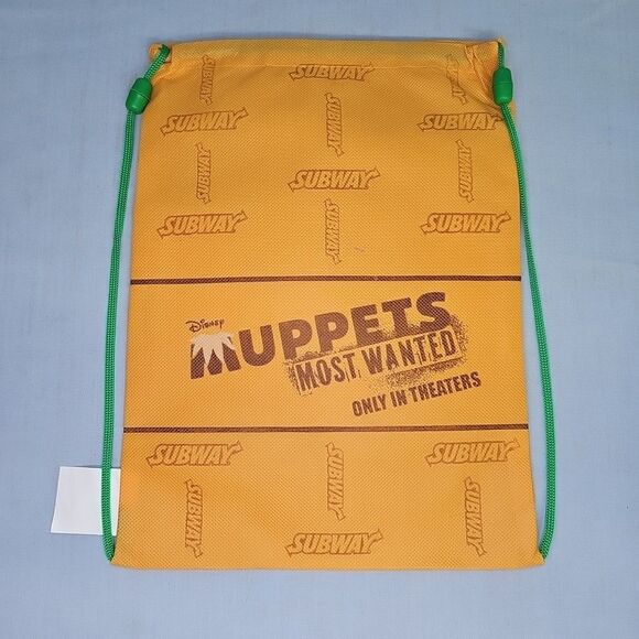 Muppets Most Wanted FOZZIE Bear Lunch Drawstring Bag Pack Tote Bag Subway 2014 - Picture 2 of 4